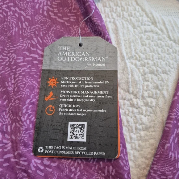 The American Outdoorsman women's Medium sun protected 1/2 zip suntee NEW Fuchsia - Picture 2 of 8